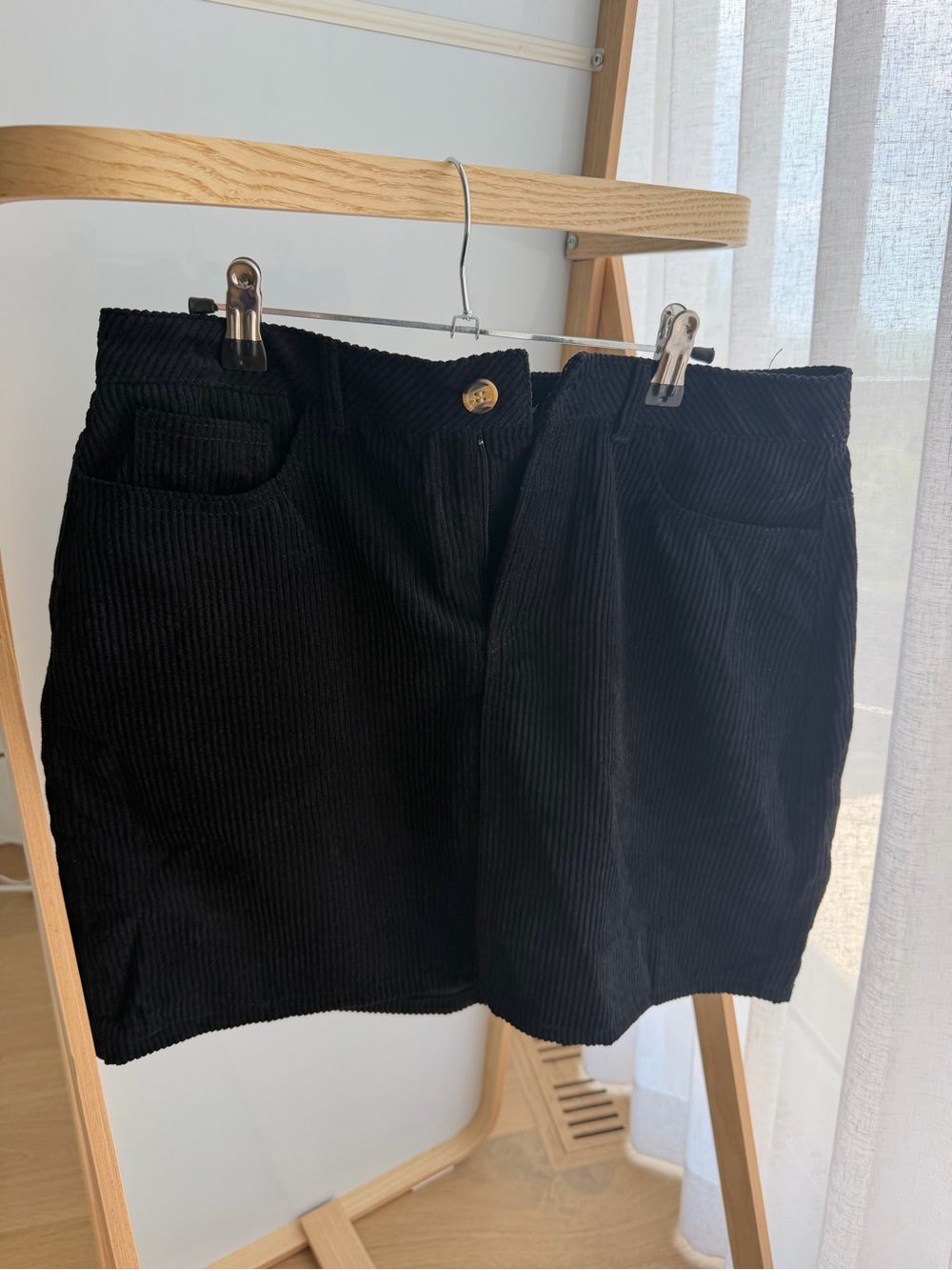 Black Corduroy Mini Skirt, size large,